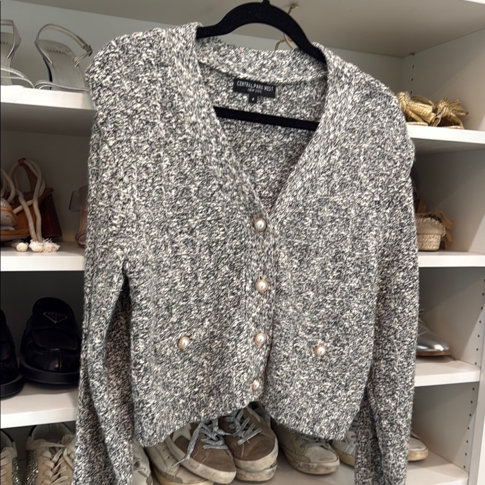Central Park West Gray Cardigan Sweater